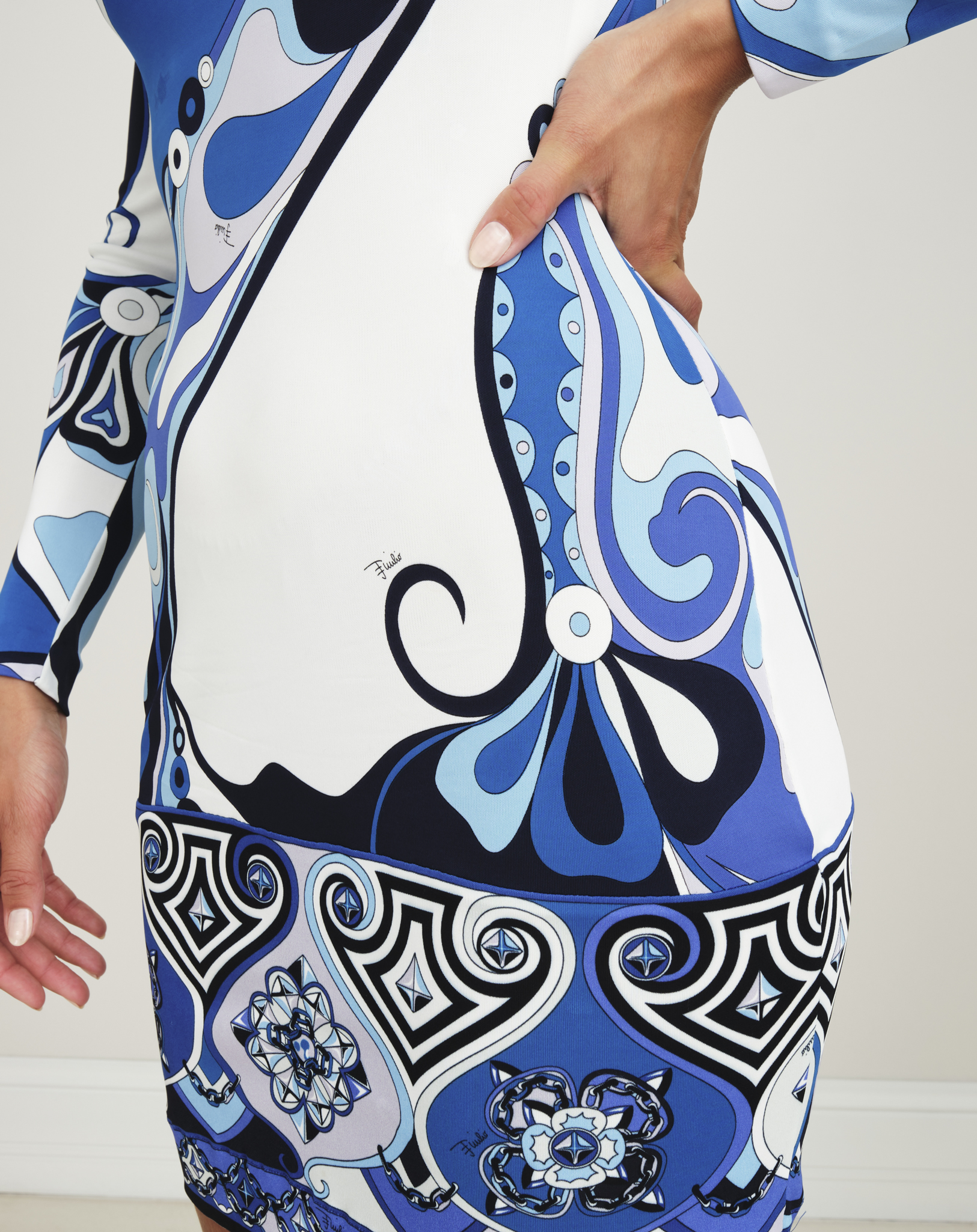 Emilio Pucci- Blue Marmont Print Dress